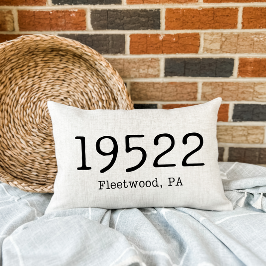 Zip Code, City & State Pillow Cover